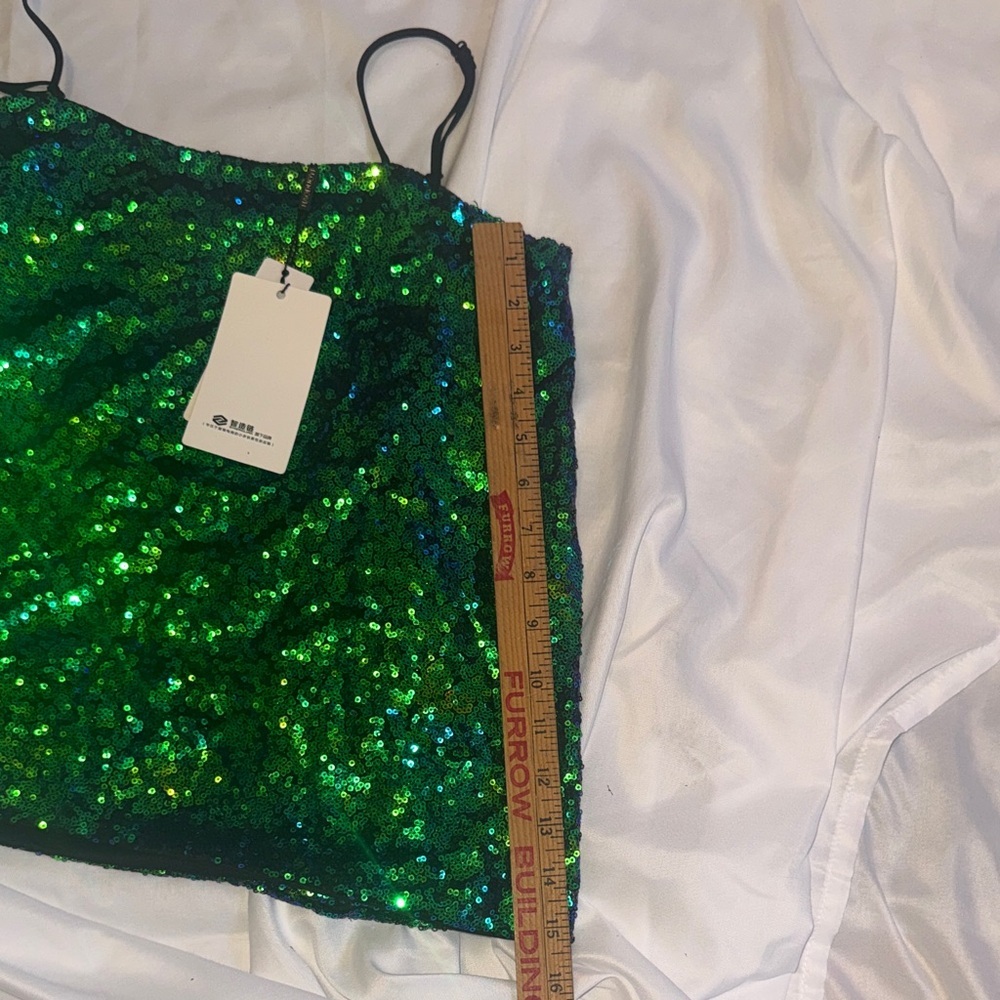 HAODUOYI Green Iridescent Sequin Top - Picture 7 of 9